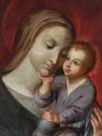 Oude Meester Maria en Jezus 18de eeuw olie op doek, Antiek en Kunst, Ophalen of Verzenden