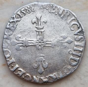 1/4 Ecu 1588 Henry III / Zeldzaam !  Mooie conditie  beschikbaar voor biedingen