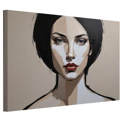 Portret vrouw canvas 60x40cm - 18mm., Antiek en Kunst, Kunst | Schilderijen | Modern, Verzenden