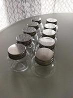 10 minis pots à épices en verre et couvercle en fer, Récipient(s), Enlèvement, Utilisé, Verre