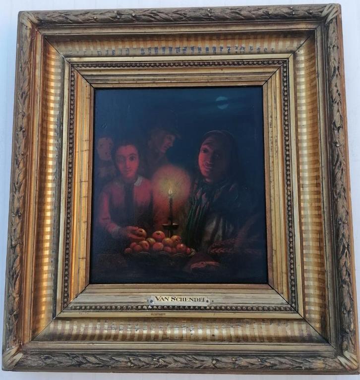 Antiek schiledrij op paneel, gesigneerd, Antiek en Kunst, Kunst | Schilderijen | Klassiek, Ophalen of Verzenden