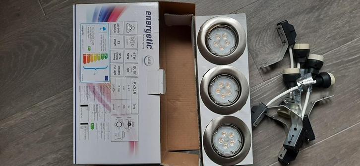 RVS-geborsteld LED-inbouwspots 2 x 5 stuks, Doe-het-zelf en Bouw, Elektriciteit en Kabels, Nieuw, Overige typen, Ophalen