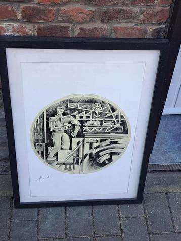 lithographie arts et metiers de mons signe michel stievenart beschikbaar voor biedingen