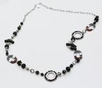 Negen! Mooie lange ketting in zwart en zilver, Handtassen en Accessoires, Kettingen, Ophalen of Verzenden, Nieuw, Zilver, Overige materialen
