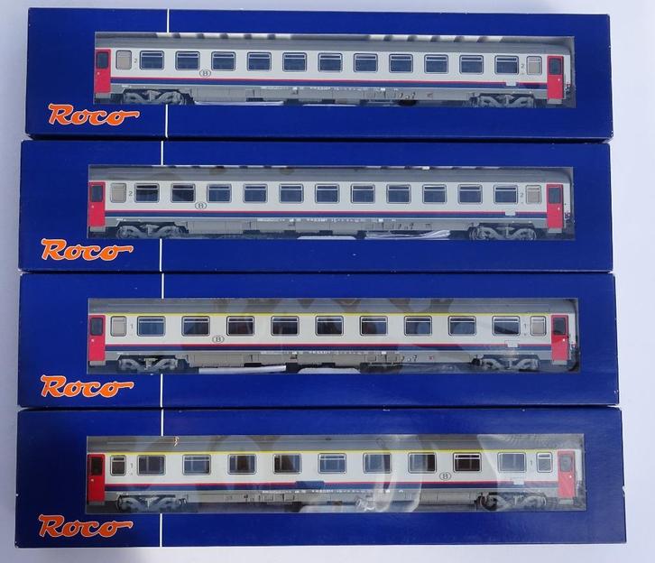 Roco wagons 2x 45706 & 2x 45708, NMBS type I6, H0, DC, Hobby en Vrije tijd, Modeltreinen | H0, Zo goed als nieuw, Wagon, Gelijkstroom