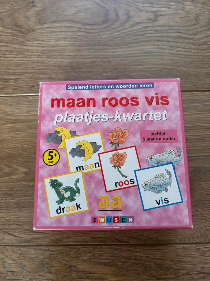 Maan roos vis plaatjes kwartet, Kinderen en Baby's, Speelgoed | Educatief en Creatief, Gebruikt, Ophalen of Verzenden