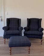 Twee prachtige landelijke fauteuils + poef, Huis en Inrichting, Fauteuils, Ophalen, Gebruikt, 75 tot 100 cm, Landelijk