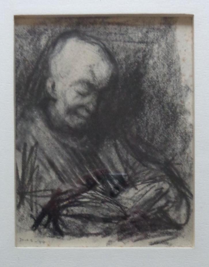 DRIES VAN DEN BROECK / LEZENDE MAN / ORIGINEEL / 39x32cm KAD, Antiek en Kunst, Kunst | Tekeningen en Fotografie, Ophalen of Verzenden