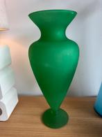 Groene vaas frosted glas H42cm, Huis en Inrichting, Woonaccessoires | Vazen, Ophalen, Zo goed als nieuw, Glas
