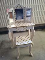 Kaptafel en kruk Wit Goud met Spiegel voor Kinderen, Gebruikt, Minder dan 100 cm, Hout, 50 tot 100 cm
