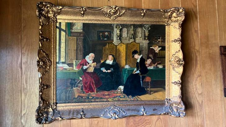 Historisch Meesterwerk door M. Lamberechts, 1954, Antiek en Kunst, Kunst | Schilderijen | Klassiek, Ophalen