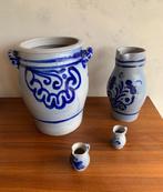 Steengoed blauw/grijze kruiken + pot, Antiquités & Art, Antiquités | Céramique & Poterie, Enlèvement