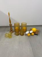 Ensemble de decorations jaune bougeoirs,photophores, Maison & Meubles, Enlèvement, Utilisé