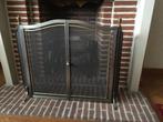 Open haardscherm met metalen gaas in smeedijzer, Huis en Inrichting, Haarden, Ophalen, Zo goed als nieuw, Overige soorten