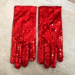 Rode feest handschoenen met pailletten, Hobby en Vrije tijd, Ophalen of Verzenden, Kostuum, Zo goed als nieuw