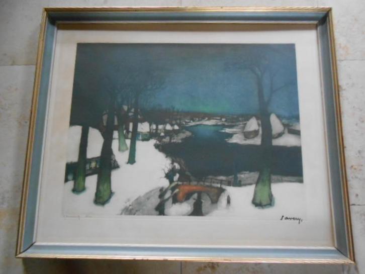 kleuren litho ets Hebbelinck - Saverijs ingekaderd met glas, Antiek en Kunst, Kunst | Litho's en Zeefdrukken, Ophalen