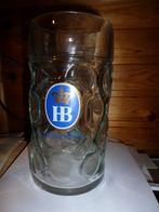Grote glazen bierkruik  HB munchen 20 cm hoog, Comme neuf, Enlèvement ou Envoi, Verre à bière