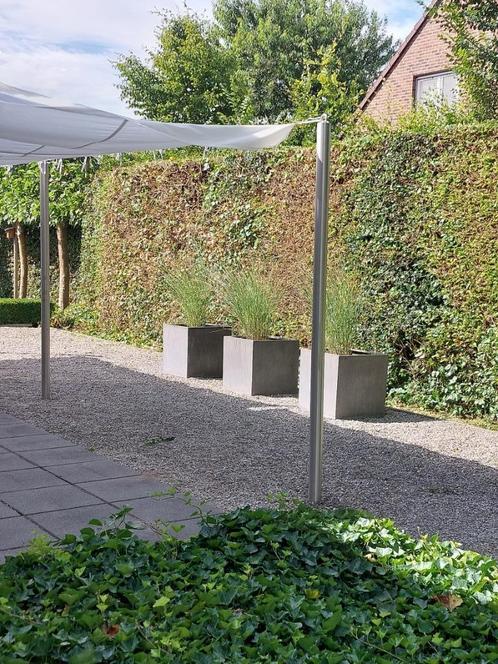 2 tuinpalen RVS - ZONDER GRONDBUIS, Tuin en Terras, Schaduwdoeken, Gebruikt, Ophalen