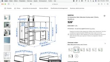Lit mezzanine +bureau 3 tiroirs+garde-robe +étagère +matelas beschikbaar voor biedingen