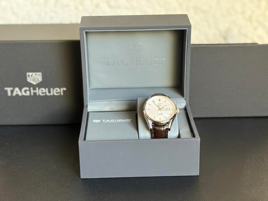 TAG Heuer Carrera Calibre 5 Automatic 41mm - WAR201B.FC6291, Handtassen en Accessoires, Horloges | Heren, Zo goed als nieuw, TAG Heuer