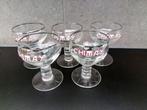 Vijf oude geëmailleerde CHIMAY glazen met de M dicht, Verzamelen, Biermerken, Overige merken, Glas of Glazen, Ophalen of Verzenden