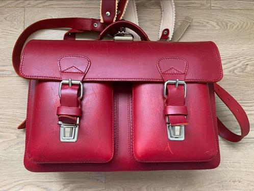 Bordeaux lederen schooltas, Handtassen en Accessoires, Tassen | Schooltassen, Gebruikt, Schoudertas, 30 tot 40 cm, Rood, Leer