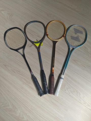 4 vintage squash rackets te koop (nieuw) beschikbaar voor biedingen