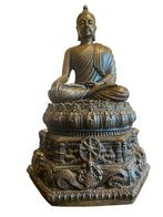 Bronzen beelden Boeddha zittend in lotushouding., Ophalen, Zo goed als nieuw