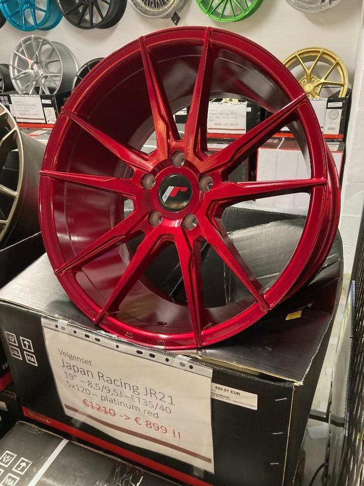 Velgenset JR21 19" 8,5/9,5J 5x120 Platinum Red NIEUW, Auto diversen, Tuning en Styling, Ophalen of Verzenden