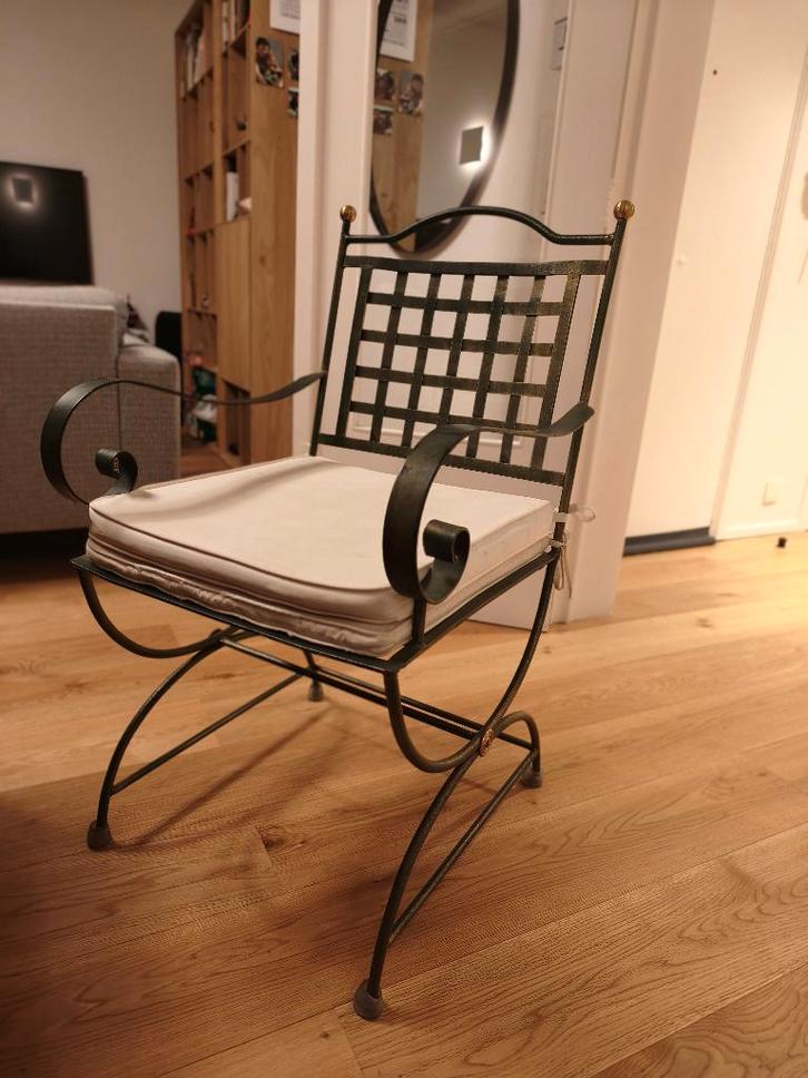 Set van 6 metalen eetkamerstoelen — €150, Huis en Inrichting, Stoelen, Gebruikt, Vijf, Zes of meer stoelen, Overige kleuren, Ophalen