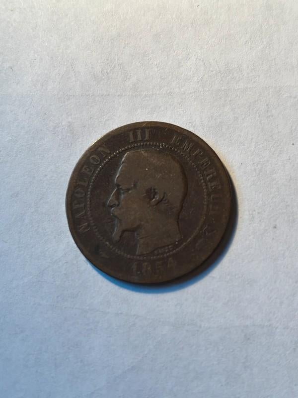 10 Centime Napoleon III met blote kop 1854, Ophalen of Verzenden, Frankrijk, Losse munt