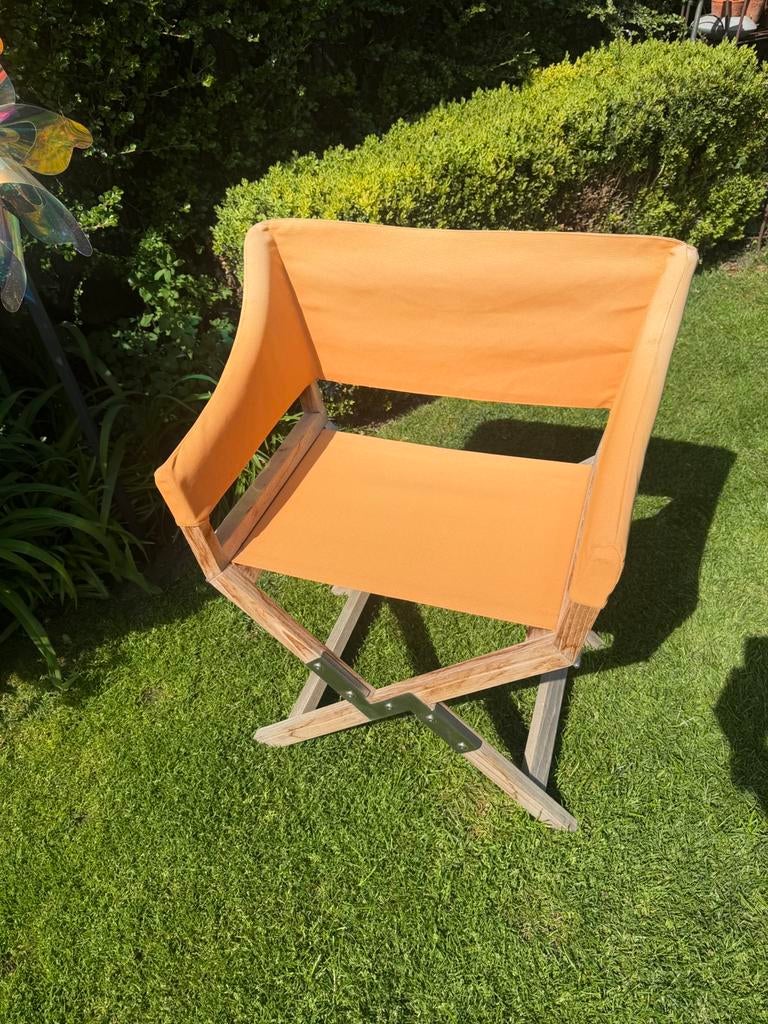4. Mooie regisseurstoelen uit hardhout met inox scharnieren, Tuin en Terras, Ophalen, Zo goed als nieuw