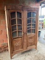 Originele authentieke houten vitrinekast, Maison & Meubles, 25 à 50 cm, 100 à 150 cm, Utilisé, Autres essences de bois