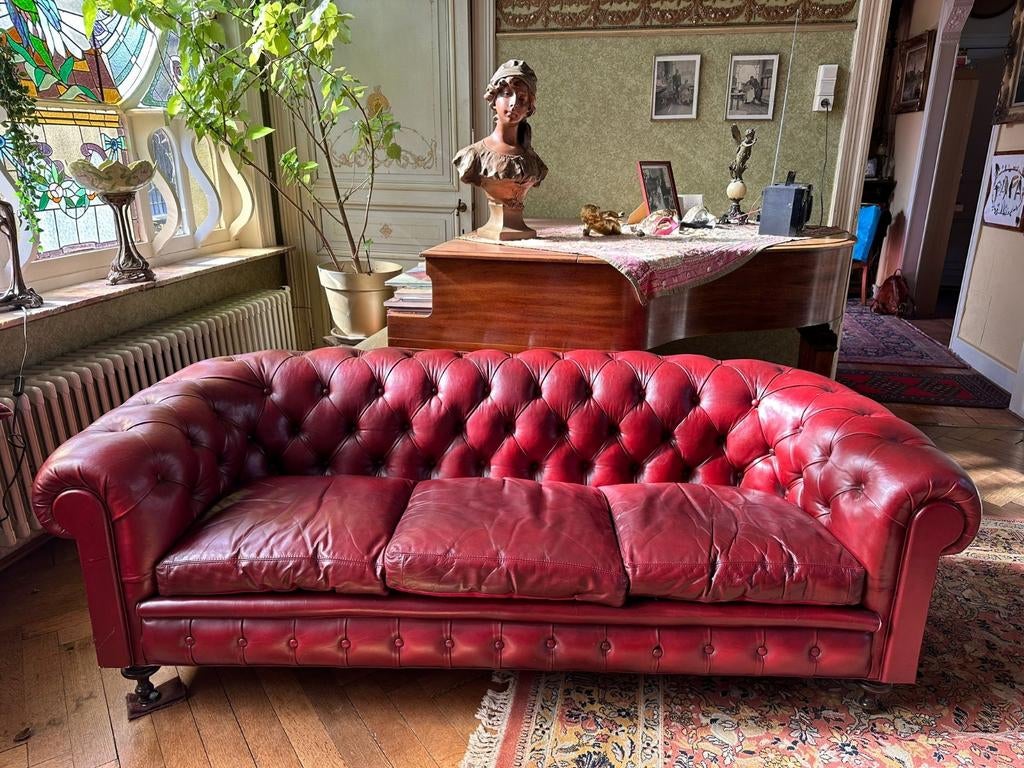 Bordeaux chesterfield 3-zit, Huis en Inrichting, Ophalen