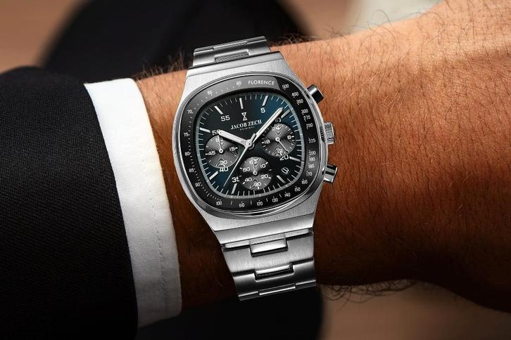 Jacob Zech Florence horloge t.w.v € 399 NIEUW!, Bijoux, Sacs & Beauté, Montres de sport, Neuf, Argent, Étanche, Enlèvement ou Envoi