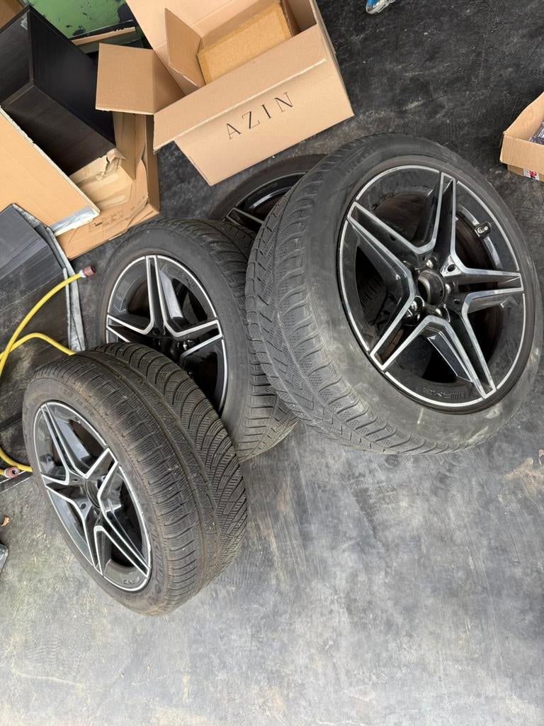 Mercedes c klasse amg velgen breedset, Ophalen, 18 inch, Gebruikt, Banden en Velgen