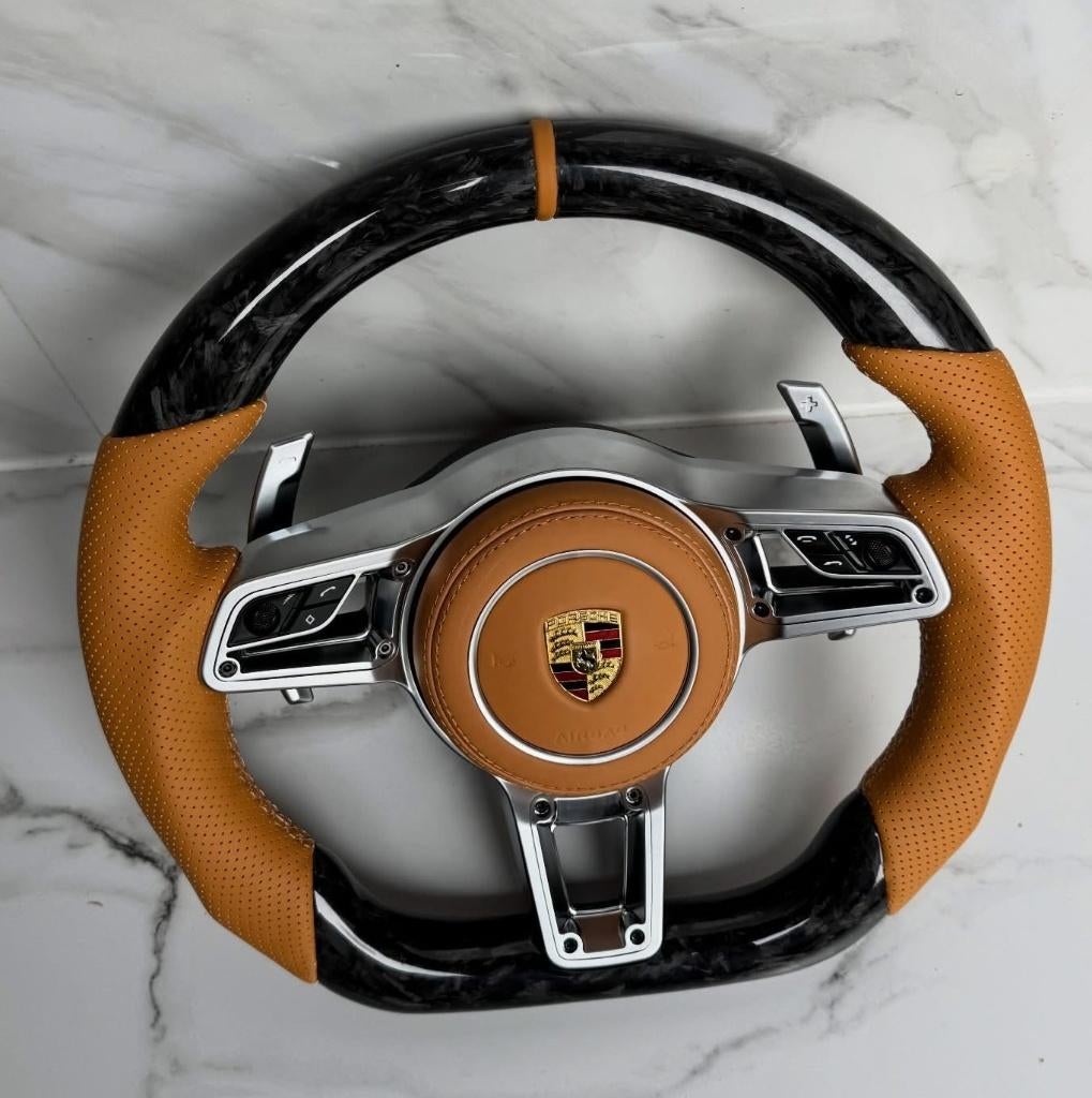 Porsche stuur oranje carbon sportief leer upgrade, Ophalen of Verzenden, Nieuw, Porsche