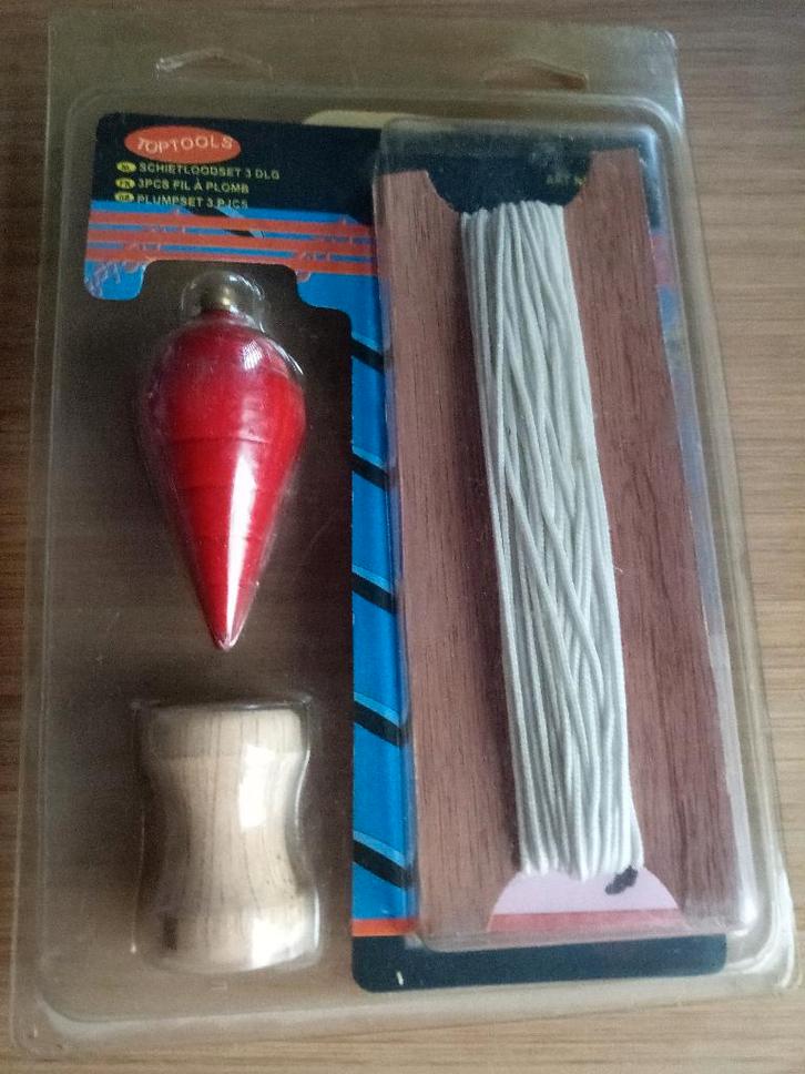 Fil à plomb + poids forme poire 300gr + bobine, Doe-het-zelf en Bouw, Gereedschap | Handgereedschap, Nieuw, Ophalen