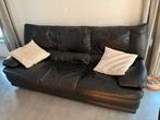 Canapé noir, 3 places, en cuir véritable, Maison & Meubles, Canapés | Salons, Vintage, Enlèvement, Utilisé, Cuir