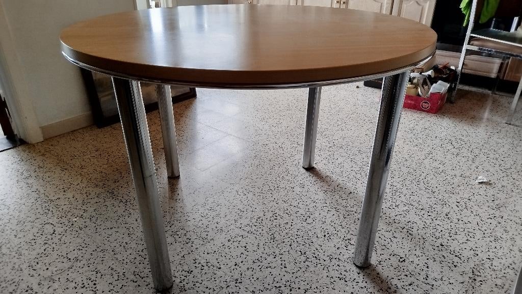 Keukentafel, Huis en Inrichting, Tafels | Eettafels, Ophalen, Gebruikt, Overige materialen, Rond