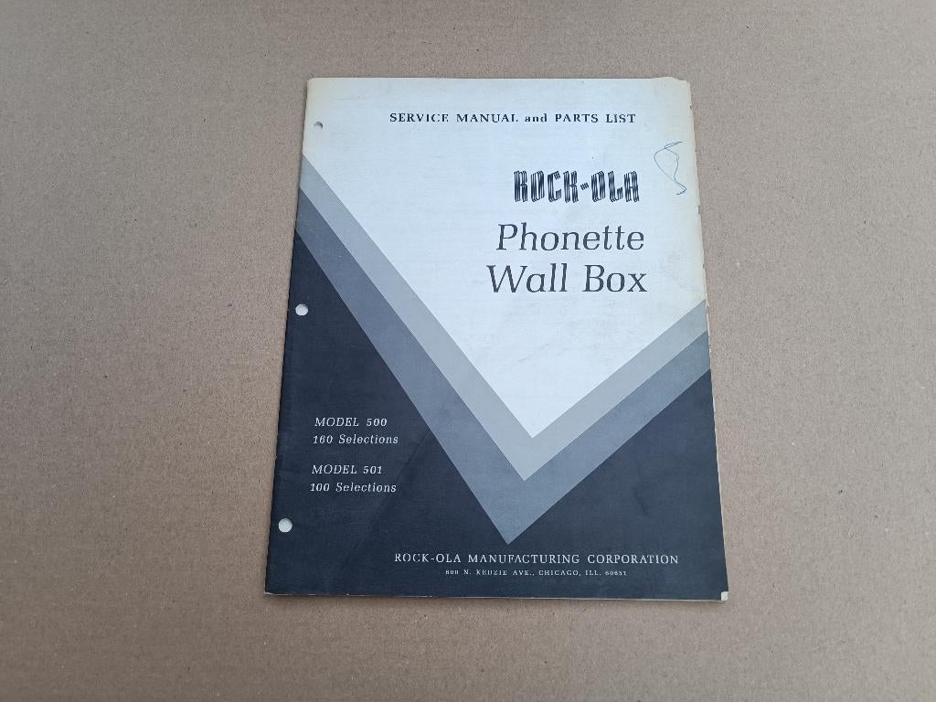 Service Catalogus Rock-Ola Wallbox 500 (1964) jukebox, Verzenden