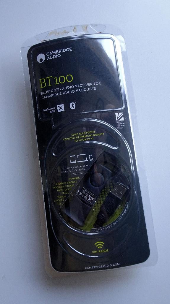 Cabridge Audio BT100 Bluetooth Audio receiver, TV, Hi-fi & Vidéo, Amplificateurs & Ampli-syntoniseurs, Enlèvement ou Envoi, Neuf