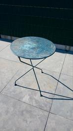 Oud metalen Franse bistrotafeltje inklapbaar, Huis en Inrichting, Ophalen