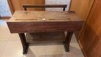 Authentique Pupitre d'Écolier Vintage Bois Massif 2 places, Enlèvement, Utilisé, Bureau