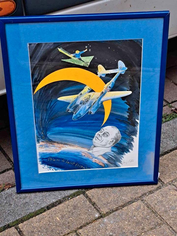 Aquarelle antoine saint exupery signe jean bellis, Antiek en Kunst, Kunst | Schilderijen | Klassiek, Ophalen of Verzenden