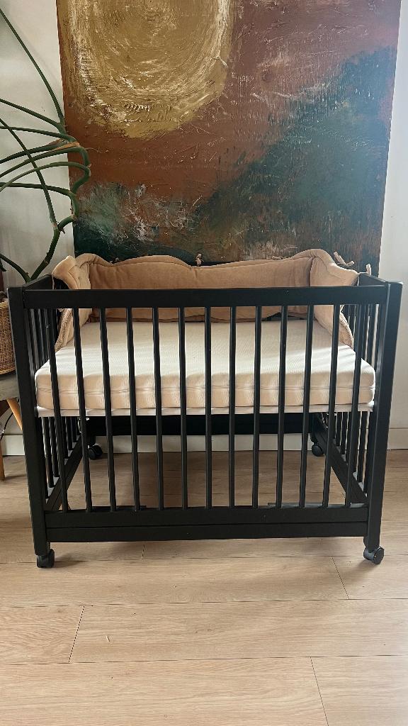 Babypark met matras + Jollein parkrand, Enfants & Bébés, Parcs, Comme neuf, Rectangulaire, Réglable en hauteur, Roulettes, Enlèvement