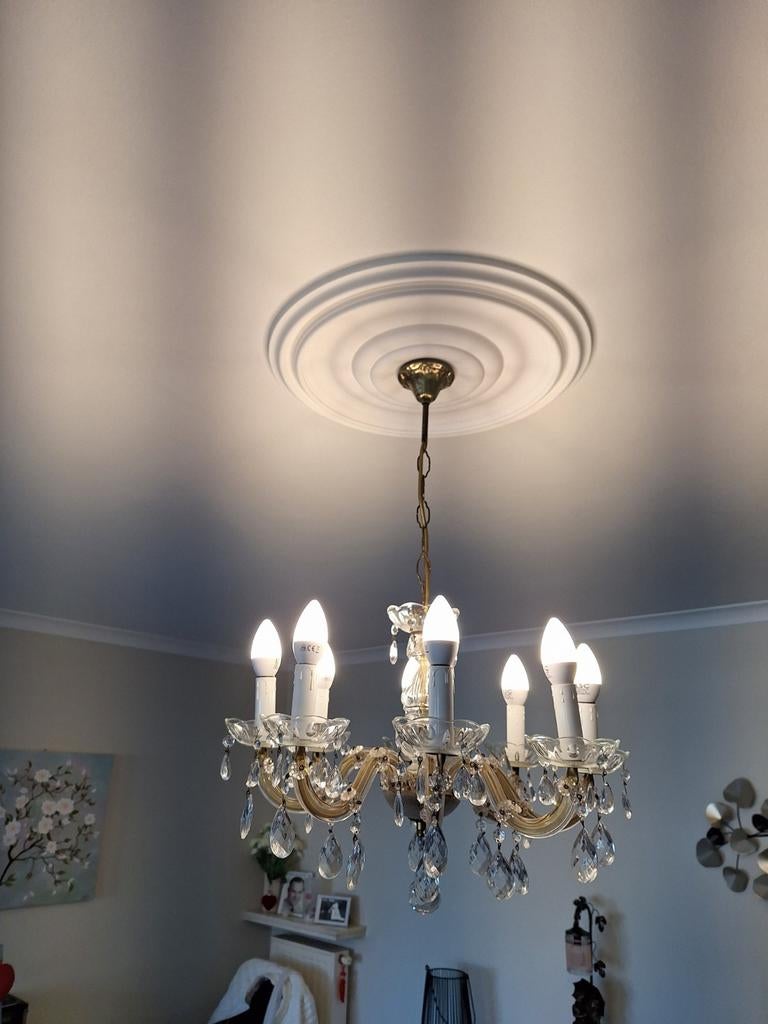 Kroon Luchter 8 lampen , mag weg wegens verhuis, Huis en Inrichting, Ophalen