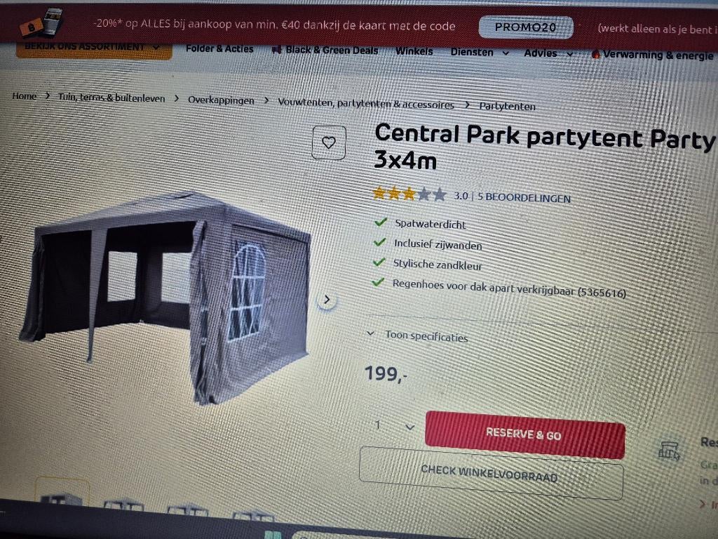 partytent, Ophalen, Partytent, Minder dan 4 meter, Zo goed als nieuw