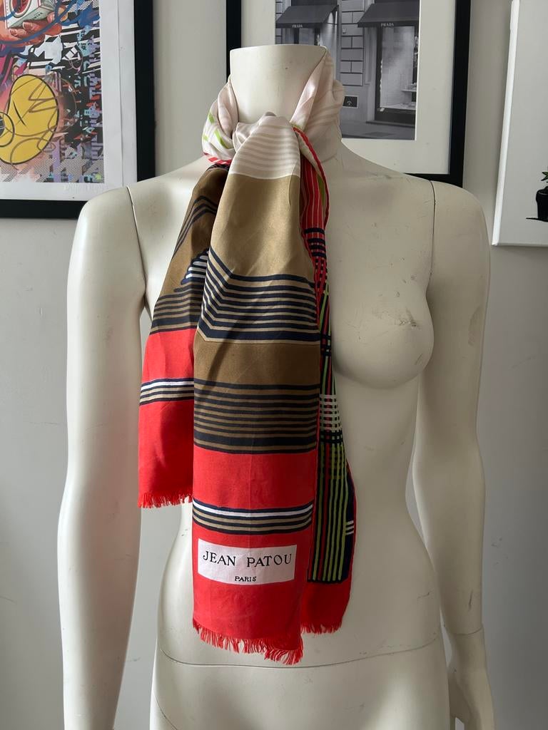 Jean Patou zijden sjaal met vintage patronen, Ophalen of Verzenden, Zo goed als nieuw