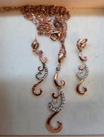 Set van halsketting en oorbellen van 925 zilver, Handtassen en Accessoires, Oorbellen, Ophalen, Zilver, Zilver